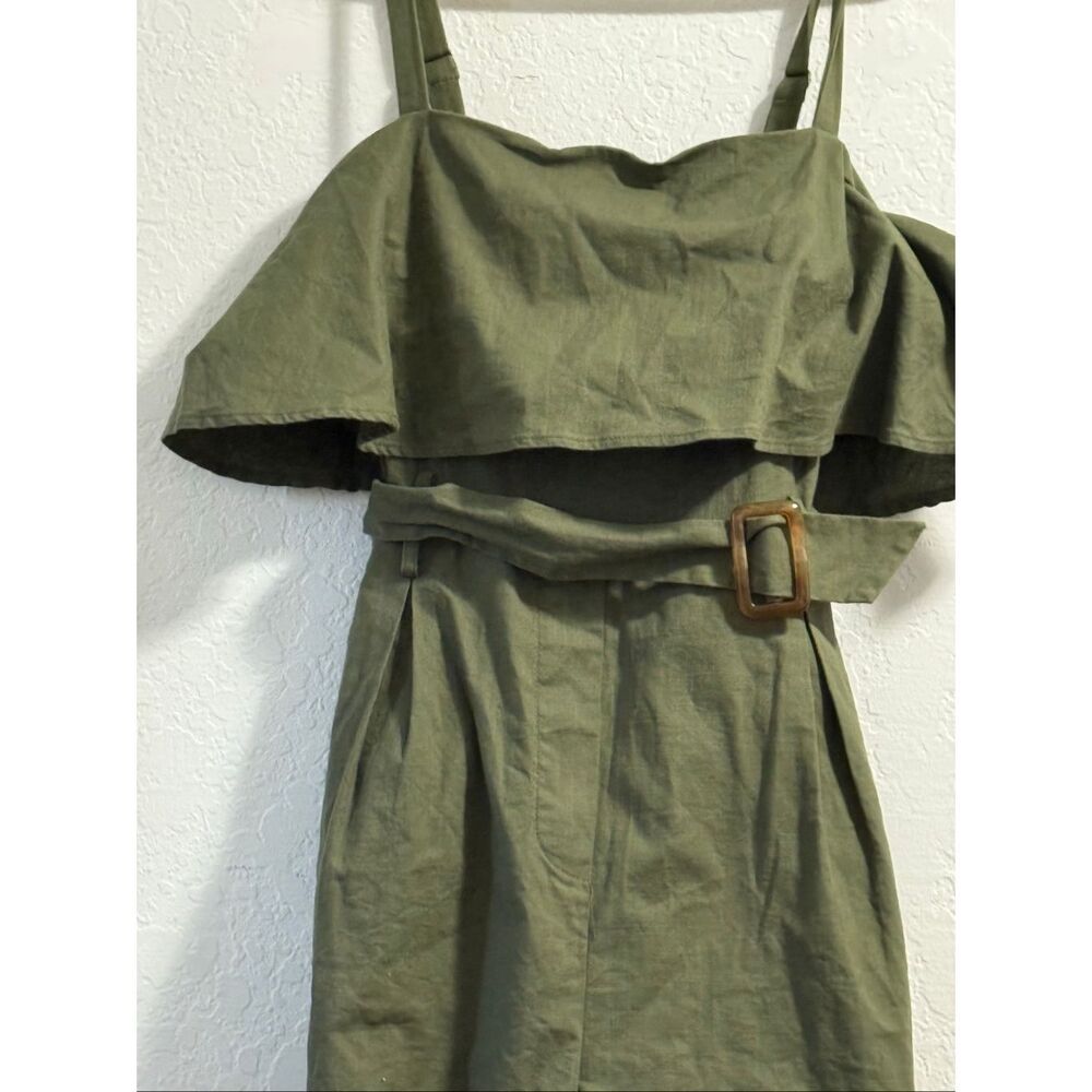 &merci green belted shorts romper sz Large safari jungle - Picture 3 of 4